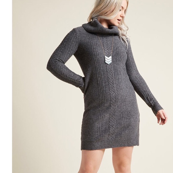 grey cowl neck sweater dress